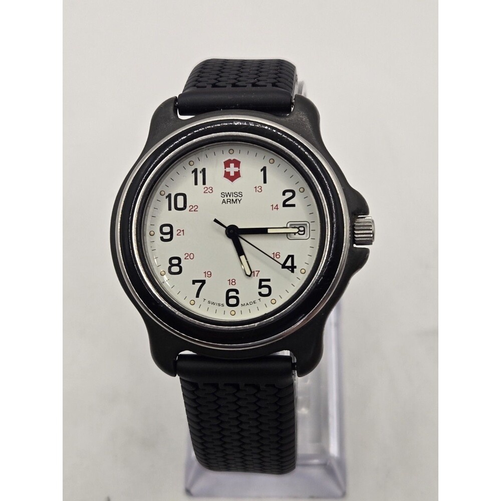 Victorinox Swiss Army Watch Men 39mm. Black Tone. New Rubber Strap. New Battery